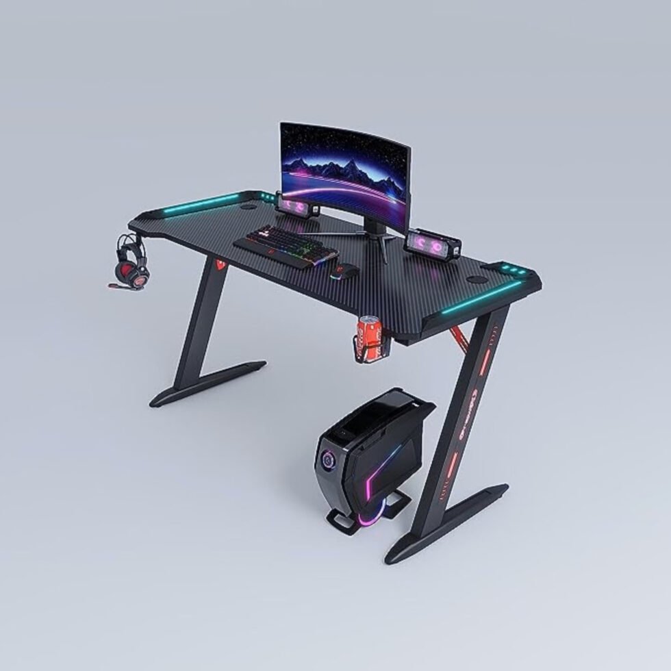 Avalos Gaming Desk RGB Z-Shaped - Black - 120cm Star Home Furniture