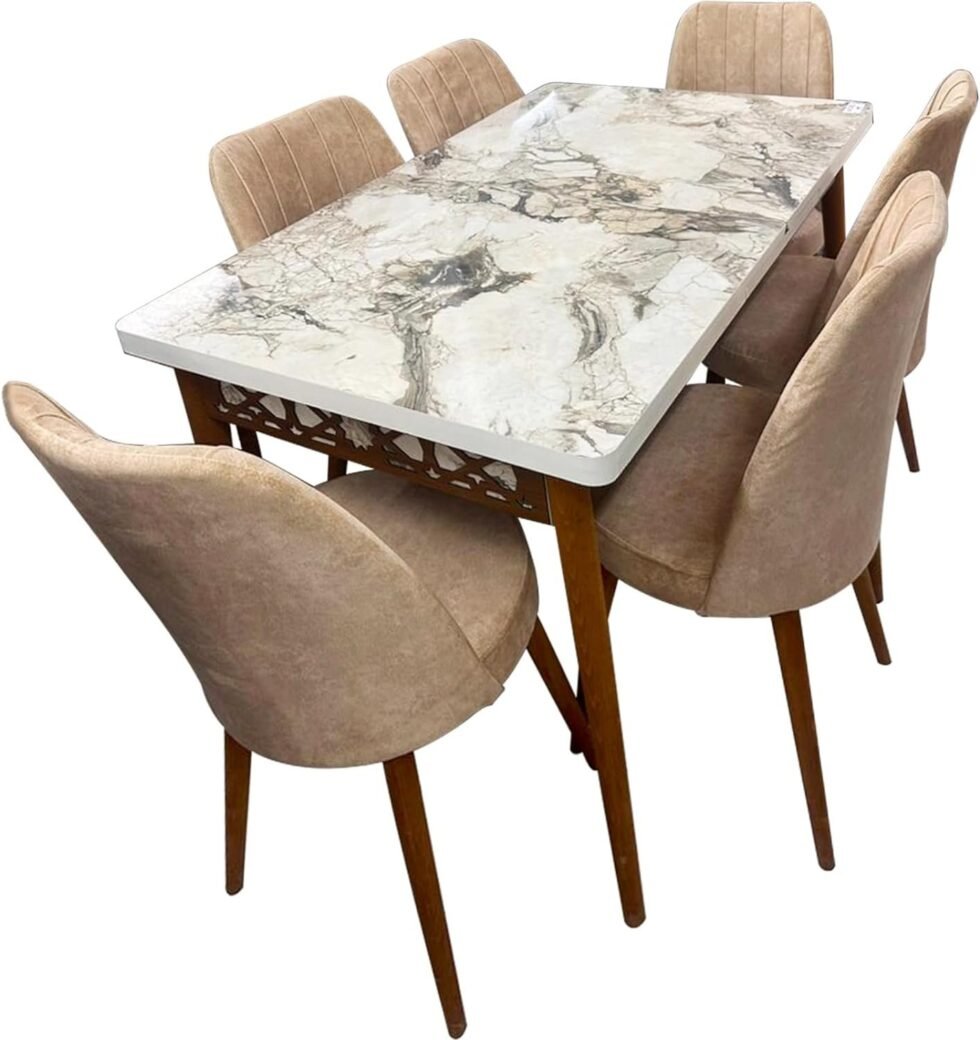 Kings 7-Pieces Dining Table - Cream & White Star Home Furniture