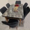 Linden 7-Pieces Dining Table - Black Stone Texture Star Home Furniture