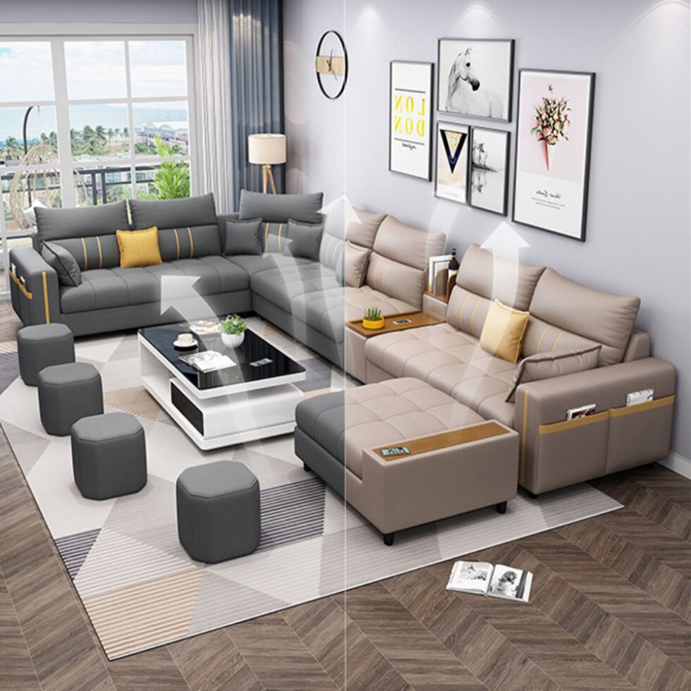 Screenland 7-Seater Leather L-Shape Corner Sofa Sets Star Home Furniture