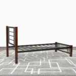 Sylmar Single Steel Bed With Wooden Legs - Wenge