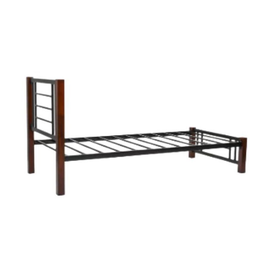 Sylmar Single Steel Bed With Wooden Legs - Wenge Star Home Furniture