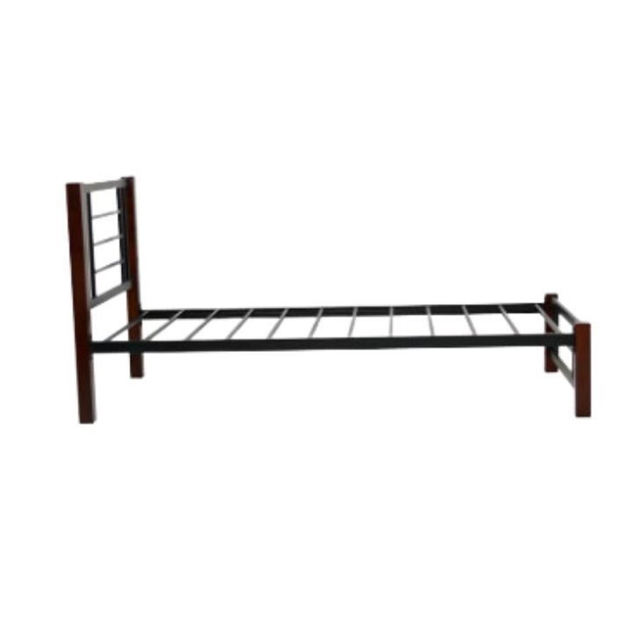 Sylmar Single Steel Bed With Wooden Legs - Wenge Star Home Furniture