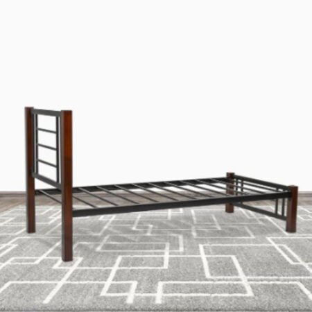 Sylmar Single Steel Bed With Wooden Legs - Wenge Star Home Furniture