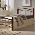 Varina Single Steel Bed With Wooden Legs