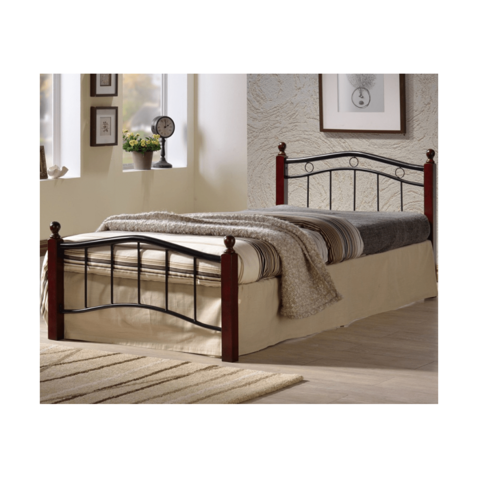 Varina Single Steel Bed With Wooden Legs Star Home Furniture