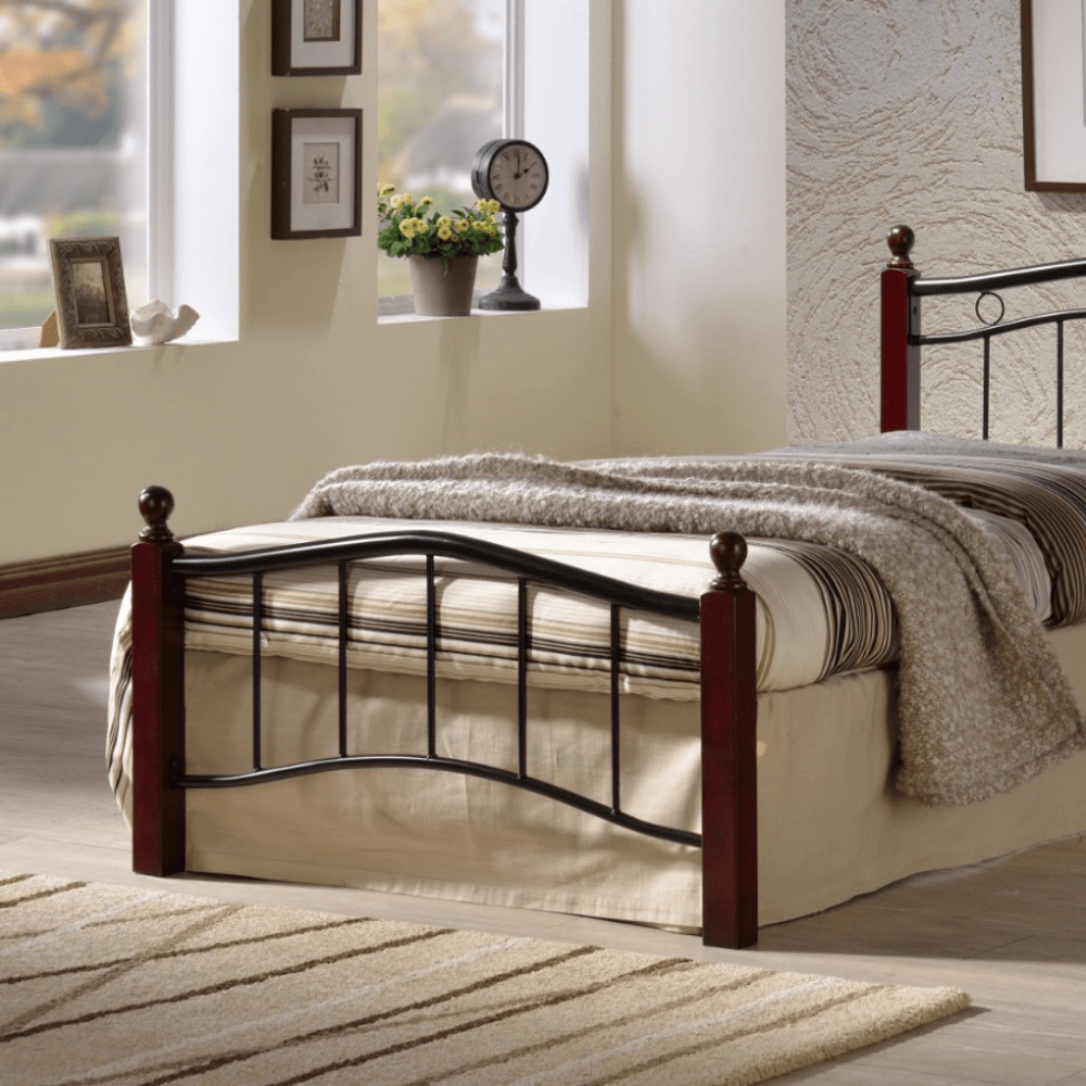 Varina Single Steel Bed With Wooden Legs Star Home Furniture