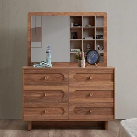 Yochana Dresser with Mirror - Natural Walnut Star Home Furniture