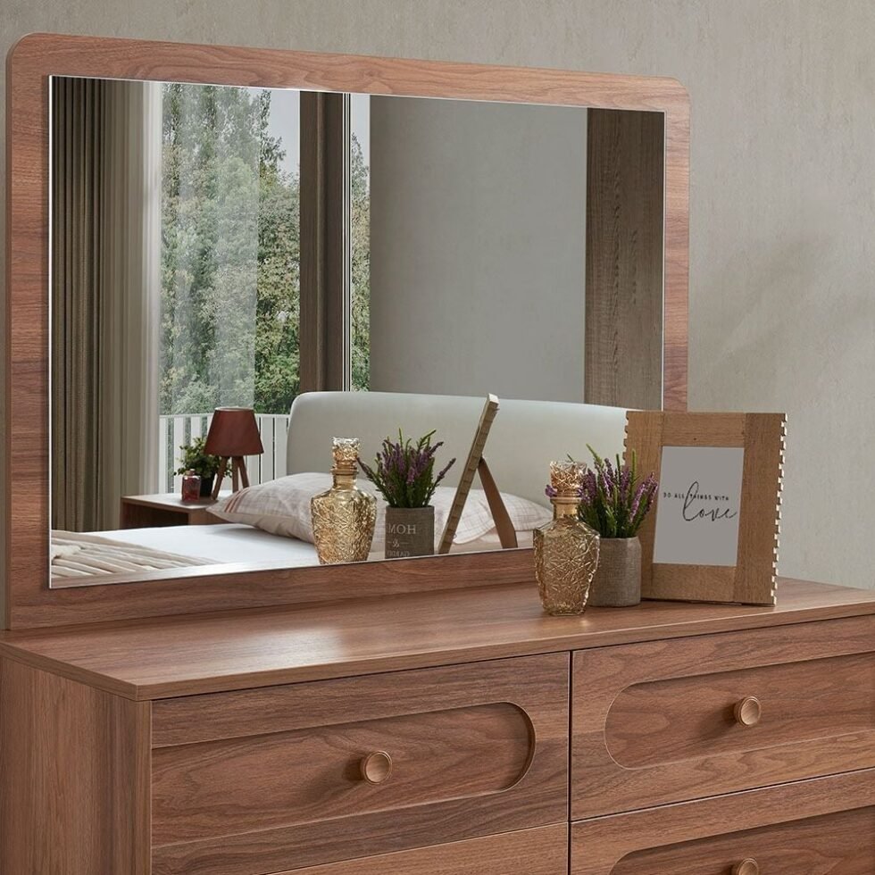 Yochana Dresser with Mirror - Natural Walnut Star Home Furniture