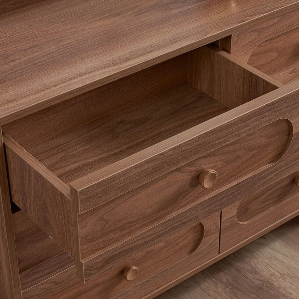 Yochana Dresser with Mirror - Natural Walnut Star Home Furniture