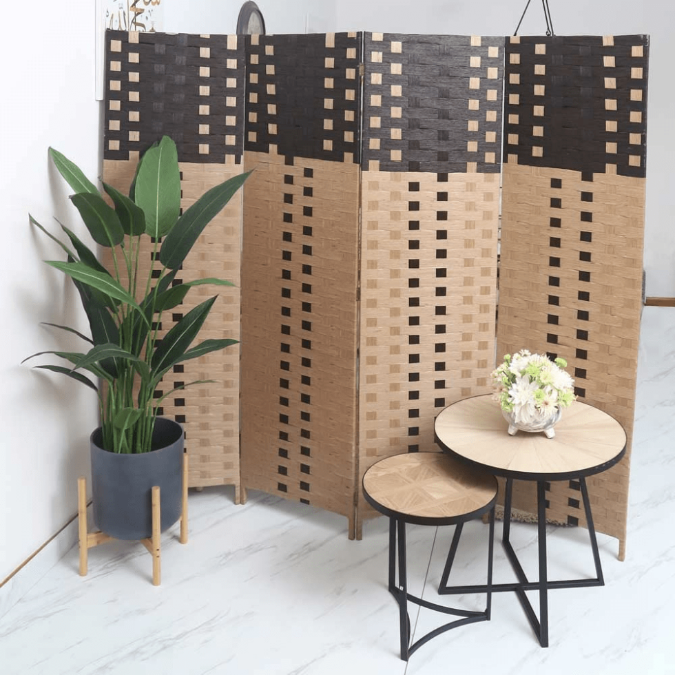 Zion 4-Panel Room Divider - Cream&Brown Star Home Furniture