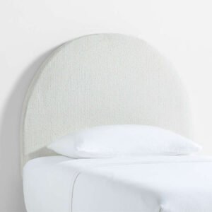 Curved Wall Mounted Headboard Boucle Twin Bed - White - Star Home Furniture