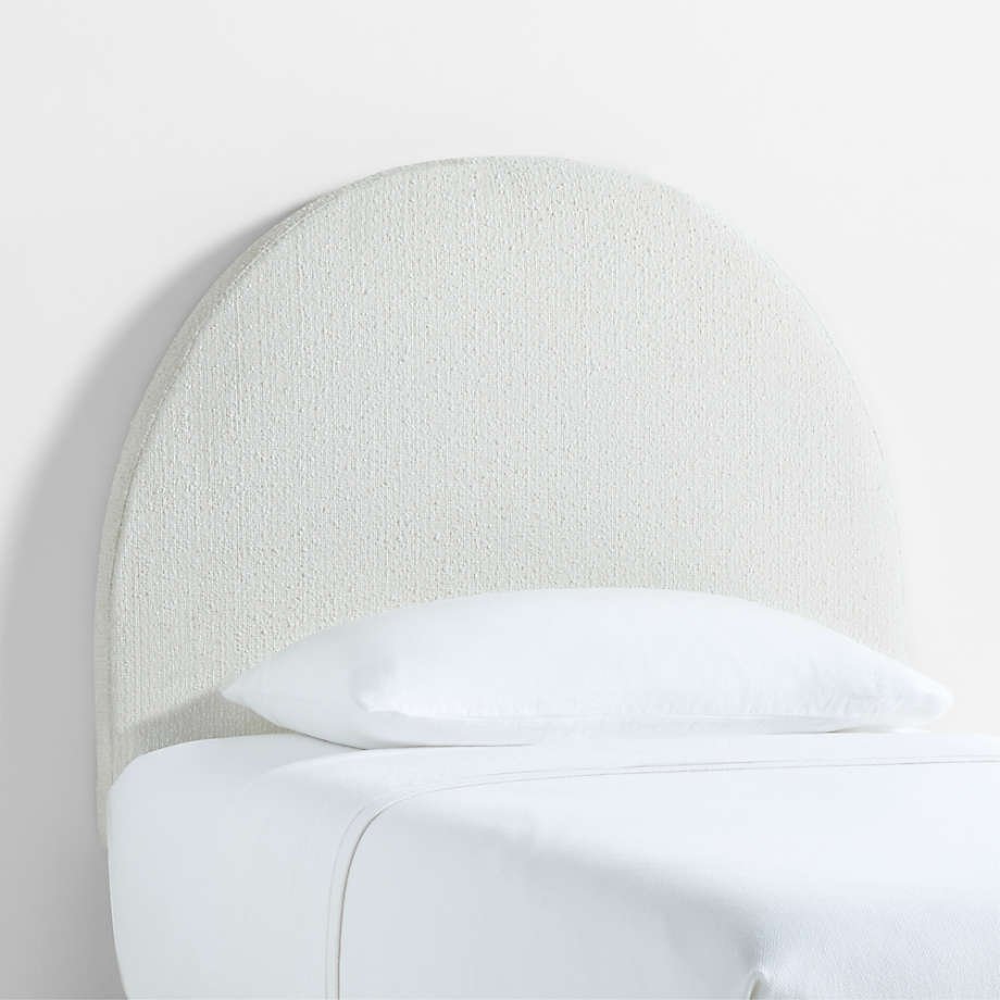 Curved Wall Mounted Headboard Boucle Twin Bed - White - Star Home Furniture