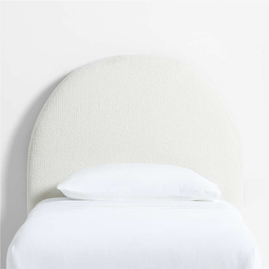 Curved Wall Mounted Headboard Boucle Twin Bed - White - Star Home Furniture