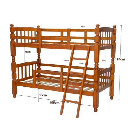 Double Decker 90x190 Solid Wood Bunk Bed Dirty Oak - 8080 - Star Home Furniture