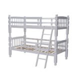 Double Decker 90x190 Solid Wood Bunk Bed White - 8080