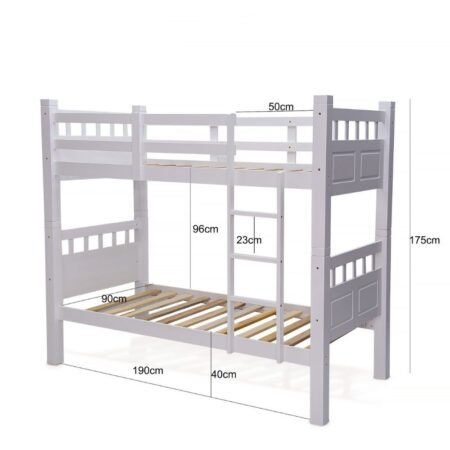 Double Decker 90x190 Solid Wood Bunk Bed White - 8090 - Star Home Furniture