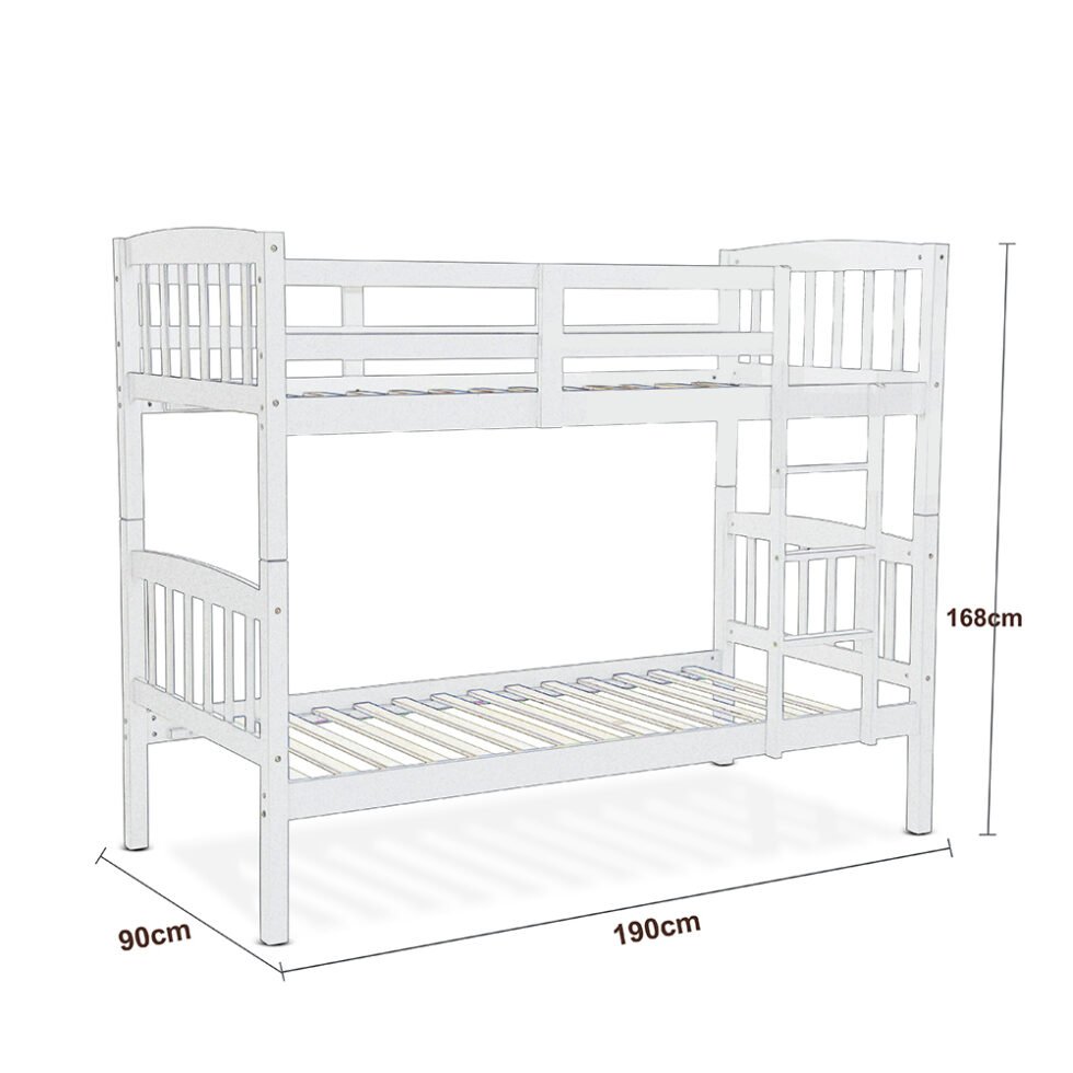 Double Decker 90x190 Solid wood Bunk Bed Grey - 5005