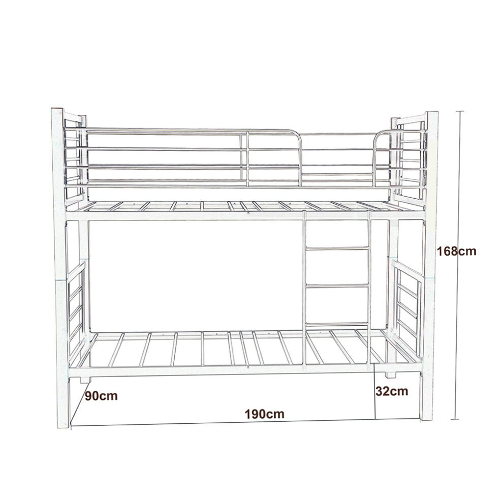 Double Decker 90x190 Wooden Steel Bunk Bed Brown Black - 7072 - Star Home Furniture