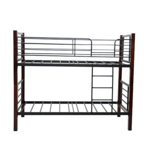 Double Decker 90x190 Wooden Steel Bunk Bed Brown Black - 7072 - Star Home Furniture