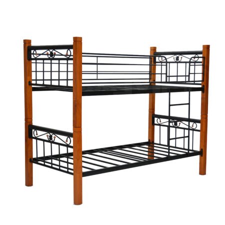 Double Decker 90x190 Wooden Steel Bunk Bed Brown Black - 8082 - Star Home Furniture