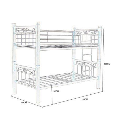 Double Decker 90x190 Wooden Steel Bunk Bed Brown Black - 8082 - Star Home Furniture