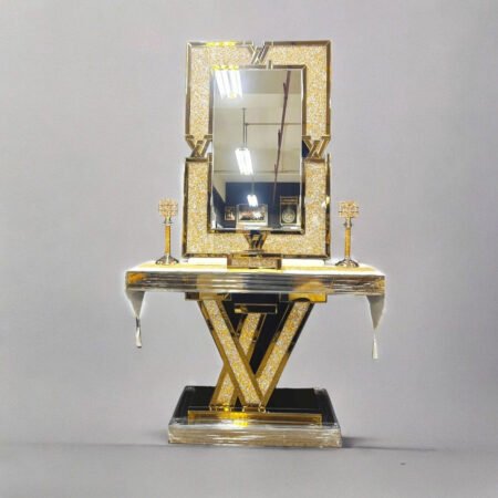 Gold Console Table And Matching Mirror - Star Home Furniture