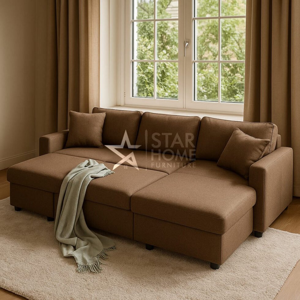 Mason Shadow 3-Seater L-Shape Corner Sofa Cum Bed - Star Home Furniture