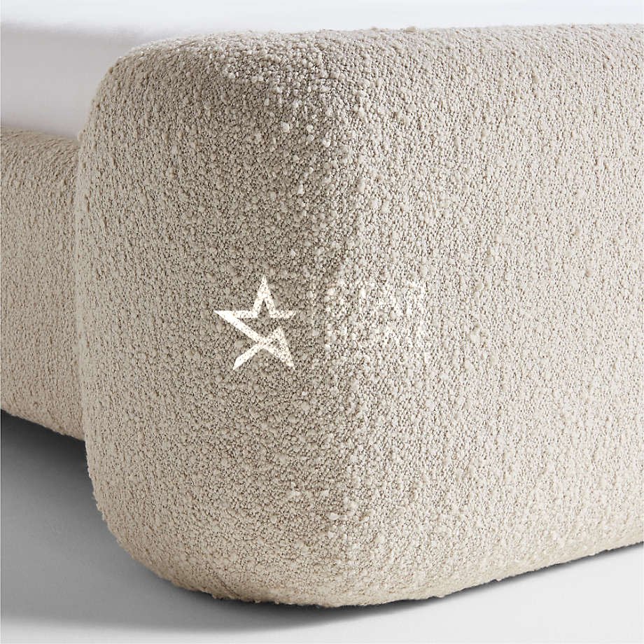 Salone Curved Upholstered Boucle Bed - Light Beige - SHF