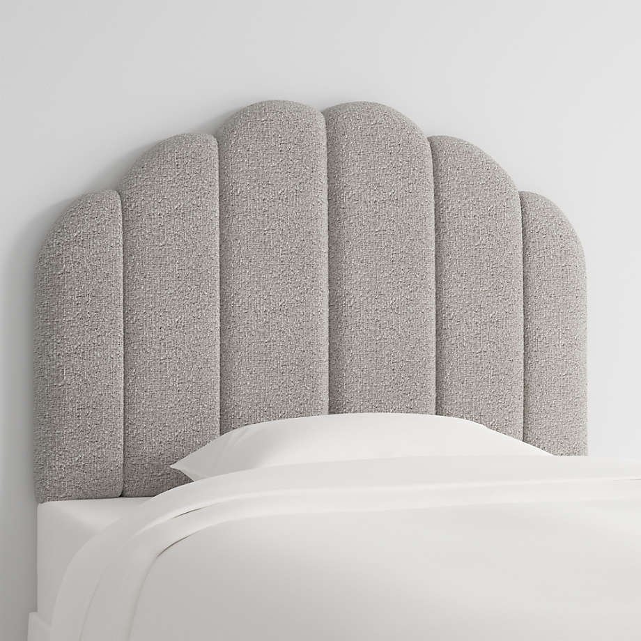 Scallop Channel Wall-Mounted Headboard Boucle Twin Bed - White - Star Home Furniture