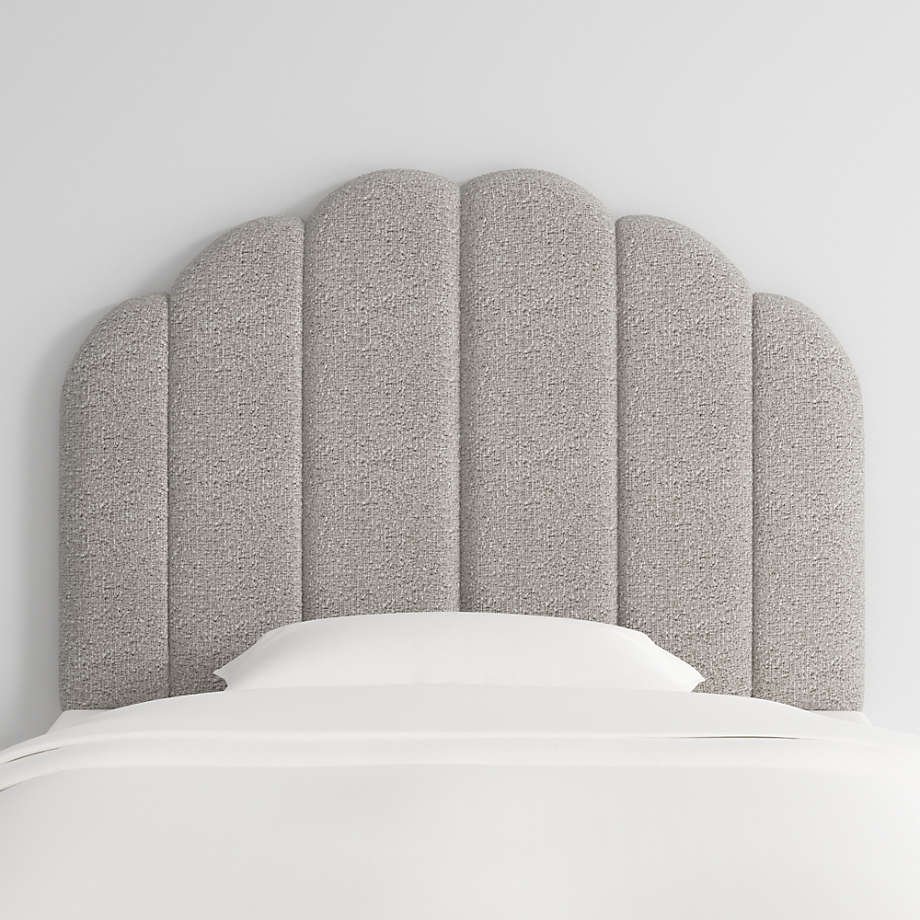 Scallop Channel Wall-Mounted Headboard Boucle Twin Bed - White - Star Home Furniture