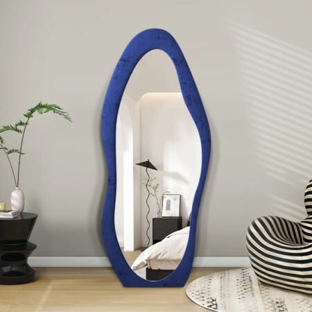 Solomon Wavy Velvet Squiggly Floor Mirror - Star Home Furniture