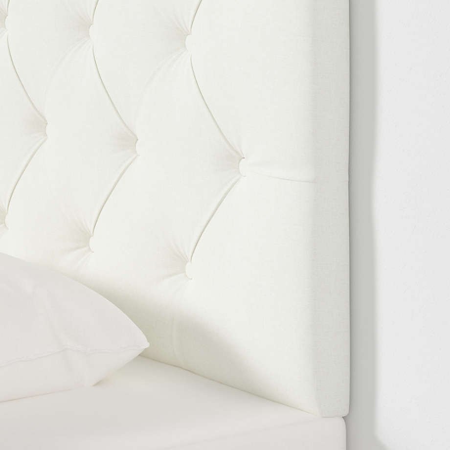 Tufted Wall-Mounted Headboard Linen Twin Bed - White - Star Home Furniture