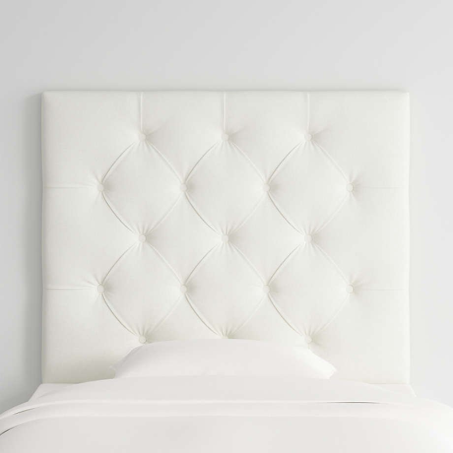 Tufted Wall-Mounted Headboard Linen Twin Bed - White - Star Home Furniture