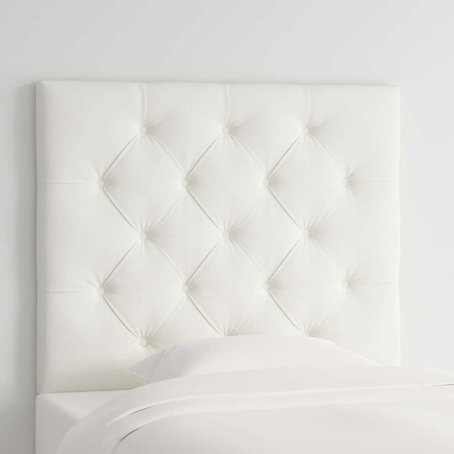 Tufted Wall-Mounted Headboard Linen Twin Bed - White - Star Home Furniture