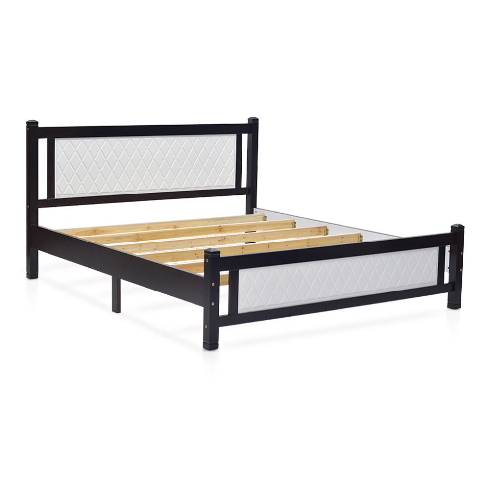 Wooden King Bed Walnut White - 6999 - Star Home Furniture