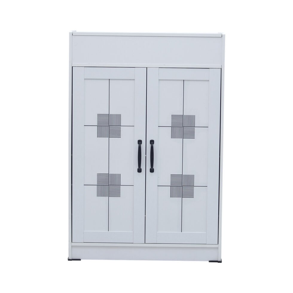 2-Door Shoe Cabinet & Racks Dustproof Cover - White - Star Home Furniture