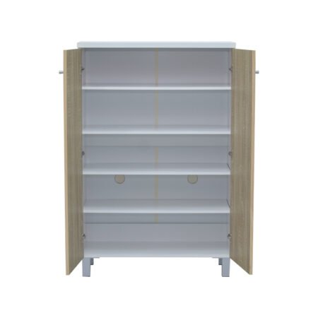 2-Door Shoe Cabinet & Racks - Oak Light - Star Home Furniture