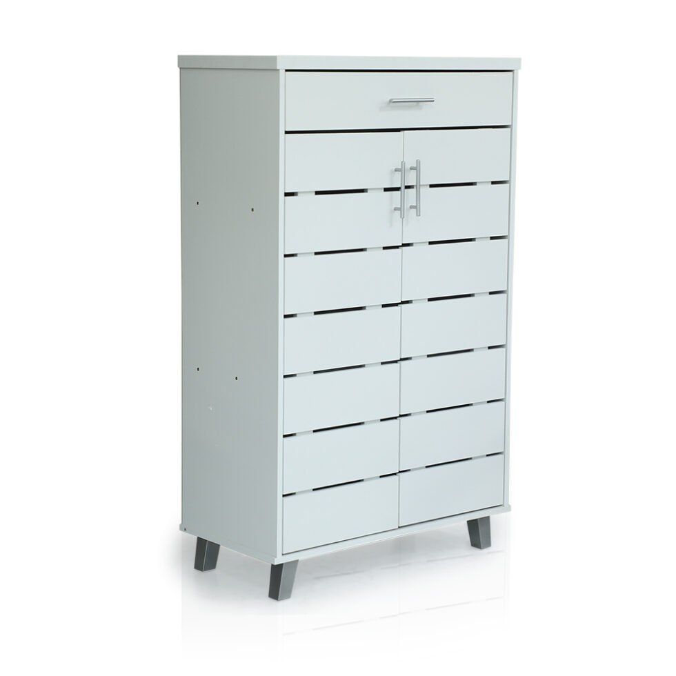 2-Door Shoe Cabinet & Racks - Super White - Star Home Furniture