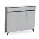 3-Door Shoe Cabinet & Racks - Beige