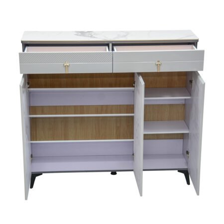 3-Door Shoe Cabinet & Racks - Beige - Star Home Furniture