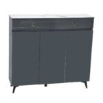 3-Door Shoe Cabinet & Racks - Dark Grey