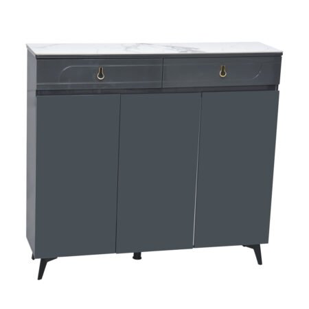 3-Door Shoe Cabinet & Racks - Dark Grey - Star Home Furniture