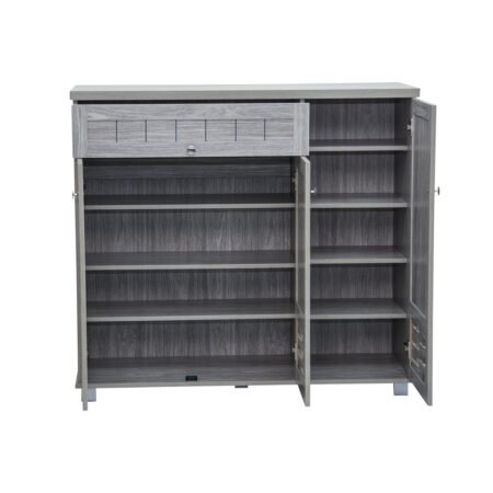 3-Door Shoe Cabinet & Racks - Grey Oak - Star Home Furniture