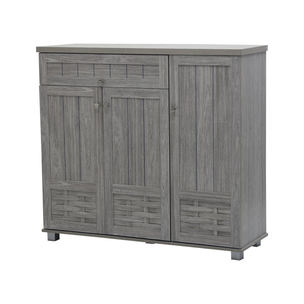 3-Door Shoe Cabinet & Racks - Grey Oak - Star Home Furniture