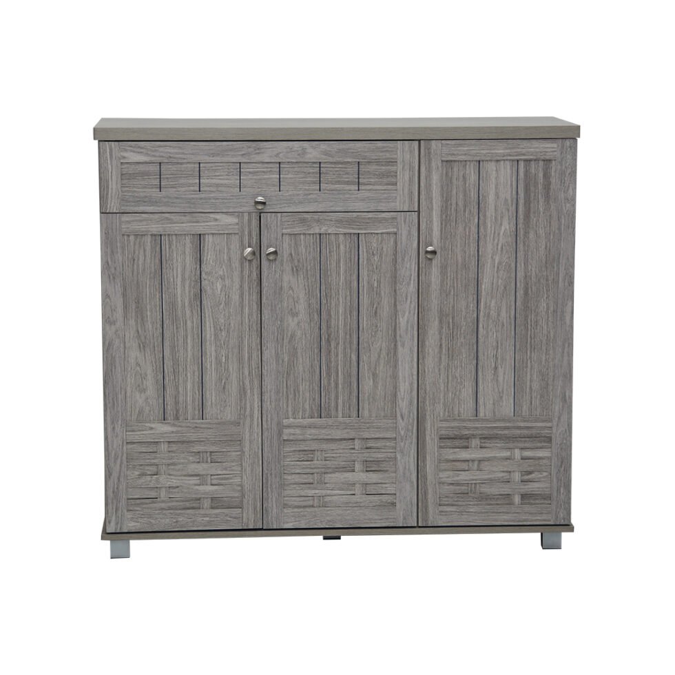 3-Door Shoe Cabinet & Racks - Grey Oak - Star Home Furniture