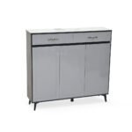 3-Door Shoe Cabinet & Racks - Light Grey