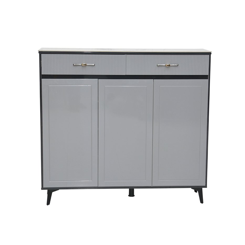 3-Door Shoe Cabinet & Racks - Light Grey - Star Home Furniture