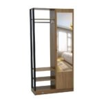 Berenice Wardrobe Clothes Stand with Storage & Mirror