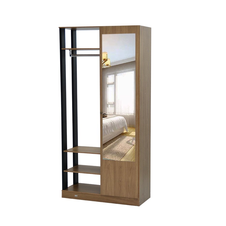 Berenice Wardrobe Clothes Stand with Storage & Mirror - Star Home Furniture